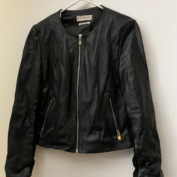 mango leather jacket black large - Picture 1 of 5